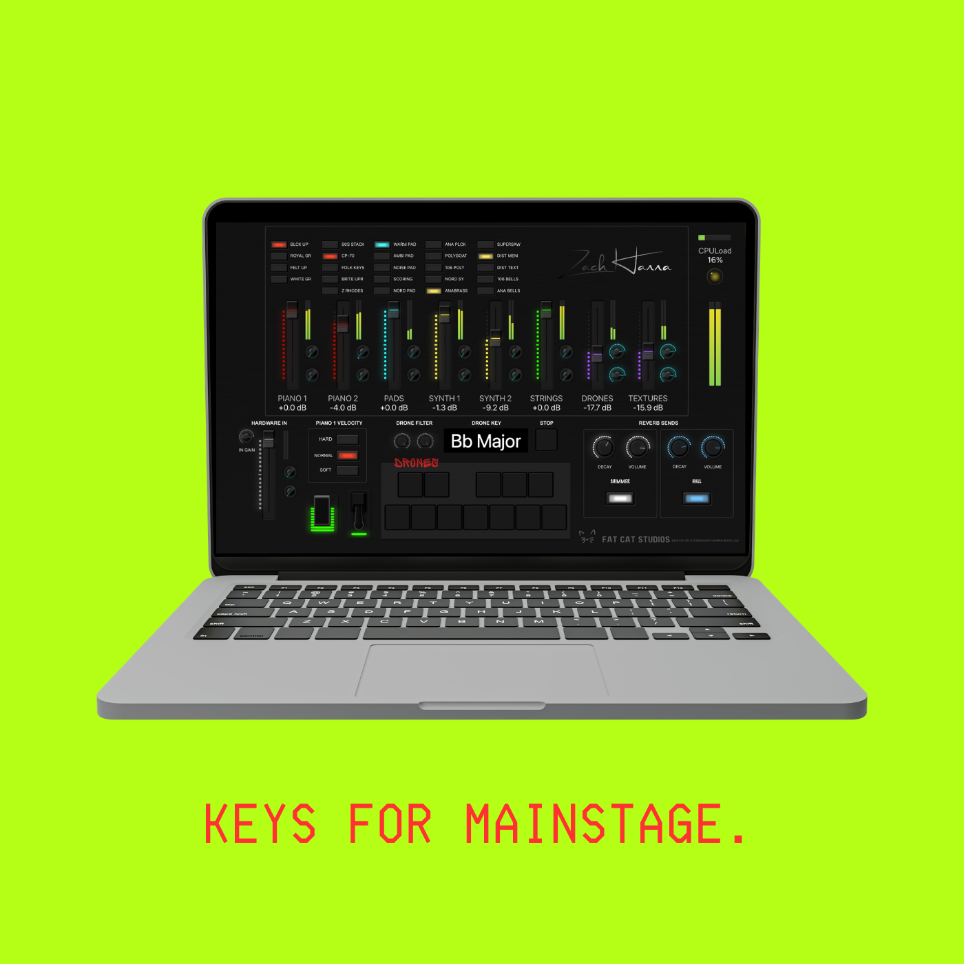KEYS FOR MAINSTAGE — Fat Cat Studios - Zach Hanna Music